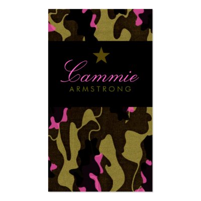 311-CAMO STAR PINK BUSINESS CARD TEMPLATES by Jill311