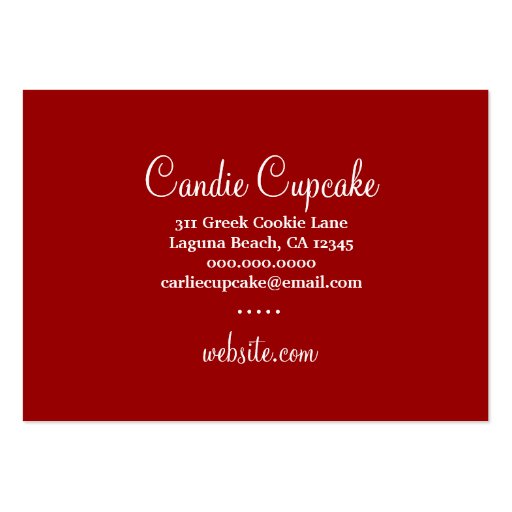 311 Candie Cupcake Blond Bob Red Business Cards (back side)