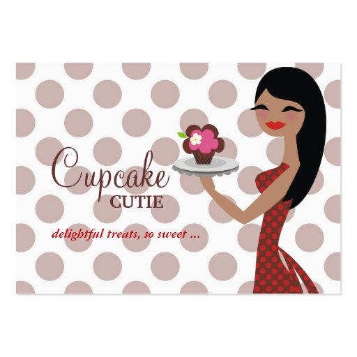 311 Candie Cupcake Cutie Red Straight Black Hair Business Card (front side)
