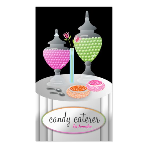 311-Candy Caterer | Black Business Card Template