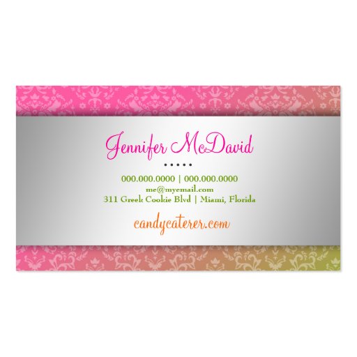 311-Candy Caterer _Candy Only Lollipop Fade Business Card Template (back side)