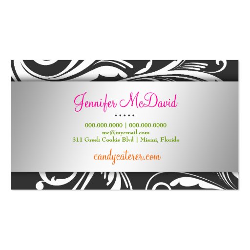 311-Candy Caterer Version 2 Swanky Swirls Business Card Templates (back side)