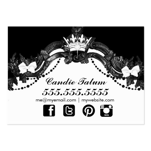 311 Candy Wonderland Black White Media Icons Business Card Template (back side)