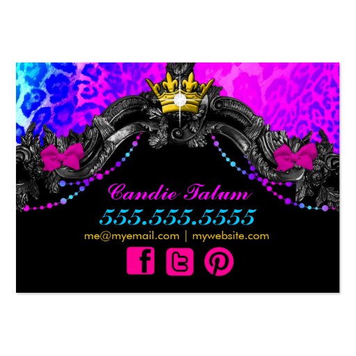 311 Candy Wonderland Leopard Business Card Template (back side)