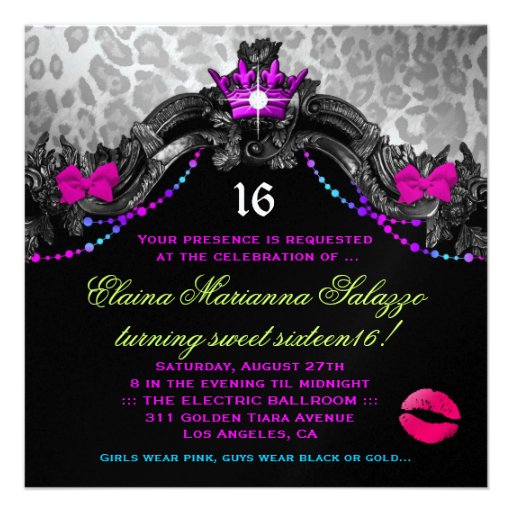 311 Candy Wonderland Pink Leopard Metallic Personalized Invitation