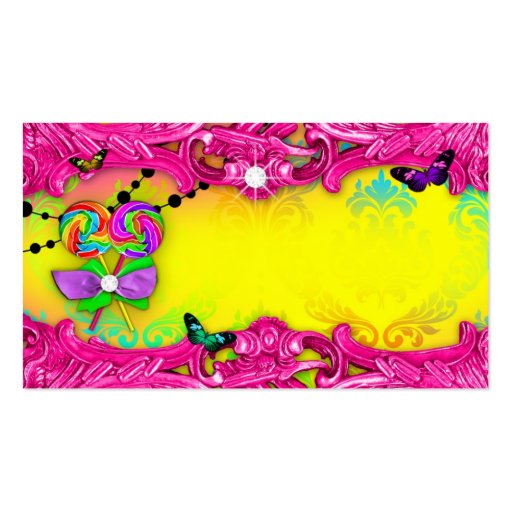 311 Candy Wonderland Pink Sweet 16 Place Cards Business Card Templates (front side)