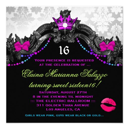311 Candy Wonderland Pink White Damask Custom Announcement