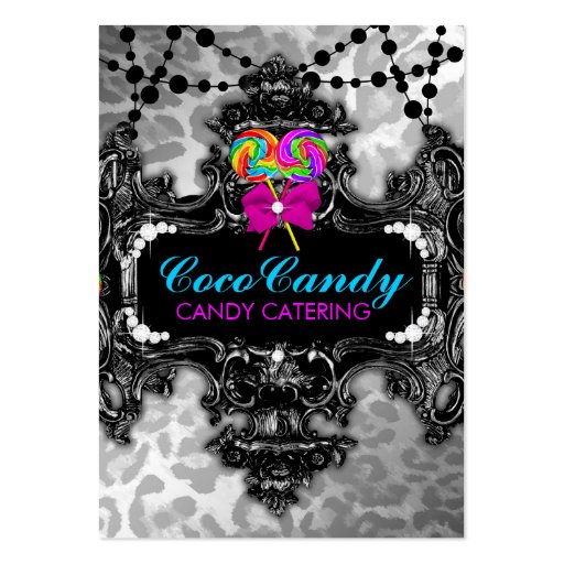 311 Candy Wonderland White Leopard Business Card Templates (front side)