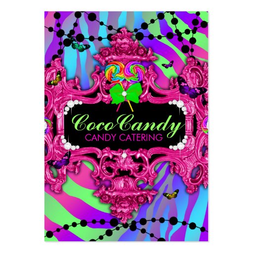311 Candy Wonderland Zebra Pink Frame Business Card Template (front side)