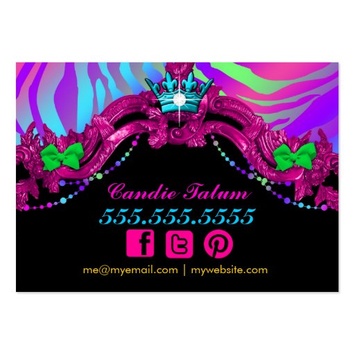 311 Candy Wonderland Zebra Pink Frame Business Card Template (back side)