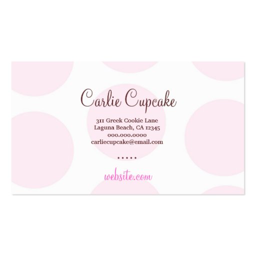 311 Carlie Cupcake Cutie Business Card (back side)