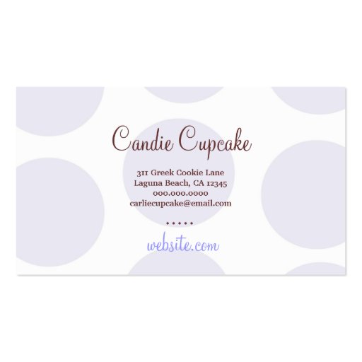 311 Carlotta the Cupcake Cutie Business Card (back side)