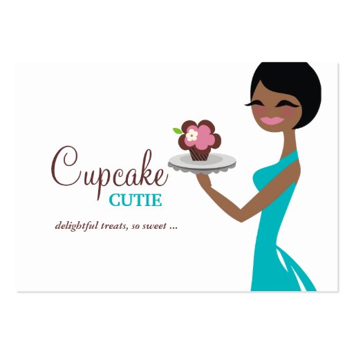 311 Carmella the Cupcake Cutie Gift Box Blue Business Card Template (front side)