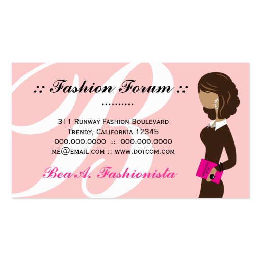 311 CEO Fashionista Appointment Book Business Card (back side)