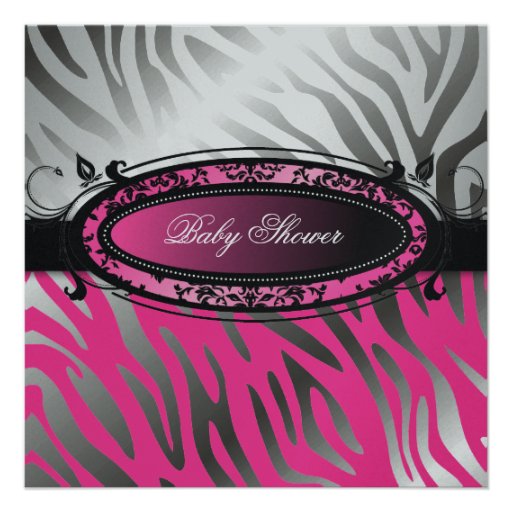 311-C'est Luxueux | Hot Momma Pink Zebra  | Baby Personalized Invitations
