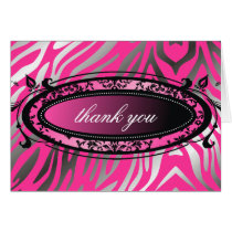 311 C'est Luxueux Pink Zebra Thank You Card cards
