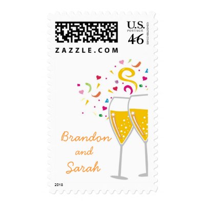 311-Champagne Toast Sticker Postage Stamp by Jill311