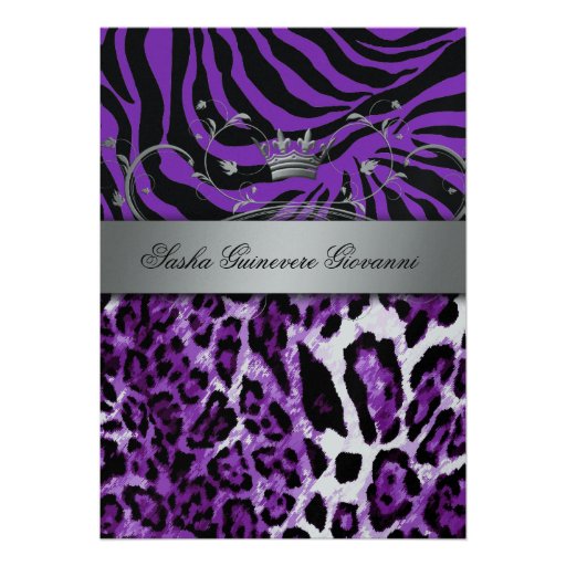 311 Chic Animal Print Metallic Silver Invitations