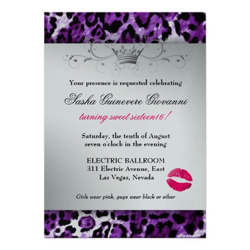 311 Chic Animal Print Metallic Silver Invitations