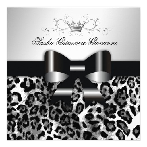 311- Chic Black Leopard Bow  | Sweet 16 Announcements