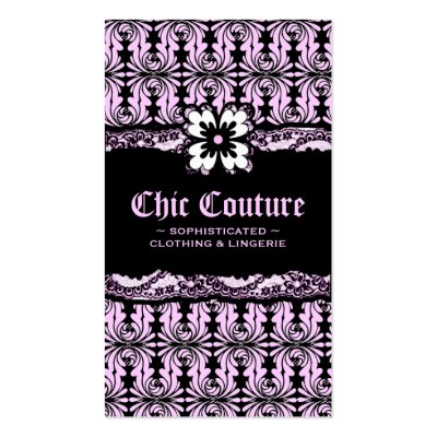 311-CHIC COUTURE LACE PINK SWIRLS BUSINESS CARD by Jill311