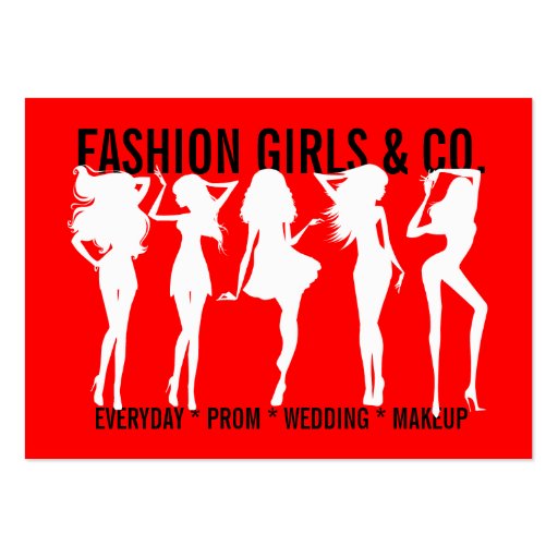 311 Chic Fashion Girls Silhouettes Bubble Red Business Card (front side)