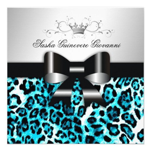 311- Chic Hot Beach Leopard Bow  | Sweet 16 Custom Invitation