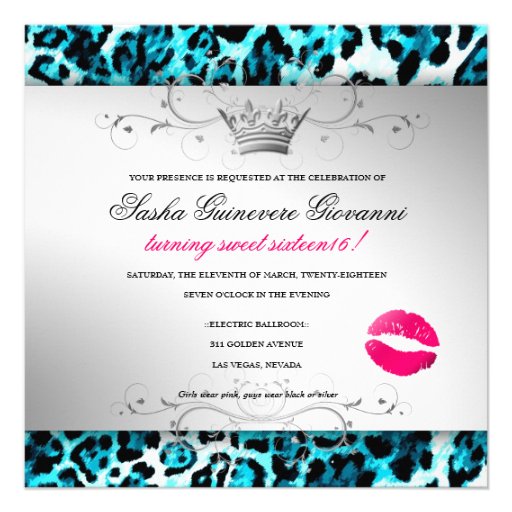 311- Chic Hot Beach Leopard Bow  | Sweet 16 Custom Invitation