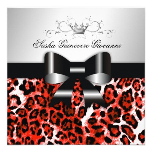 311- Chic Hot Rouge Leopard Bow  | Sweet 16 Announcement