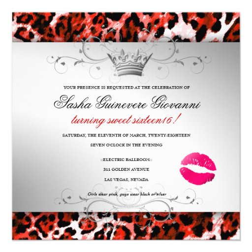 311- Chic Hot Rouge Leopard Bow  | Sweet 16 Announcement