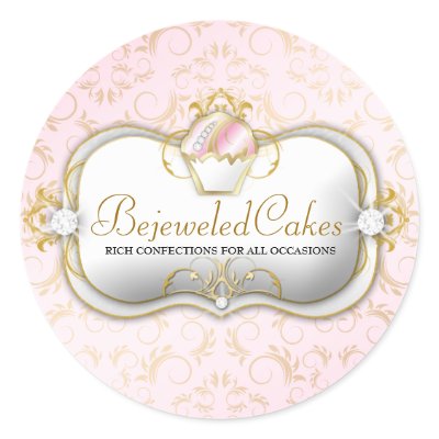 311-Ciao Bella Bejeweled Cakes | Pink Background Stickers