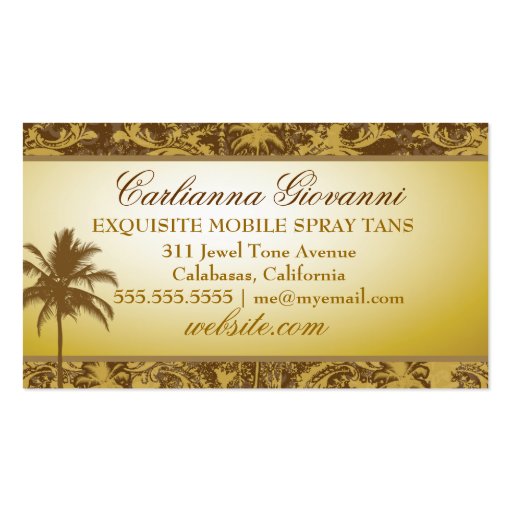 311 Ciao Bella Brown Palm Vintage Metallic Business Card Template (back side)