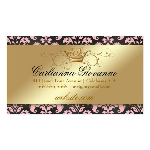 311 Ciao Bella Charcoal Peach Damask Business Card (back side)
