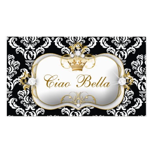 311 Ciao Bella Elegant Damask Business Card Template (front side)