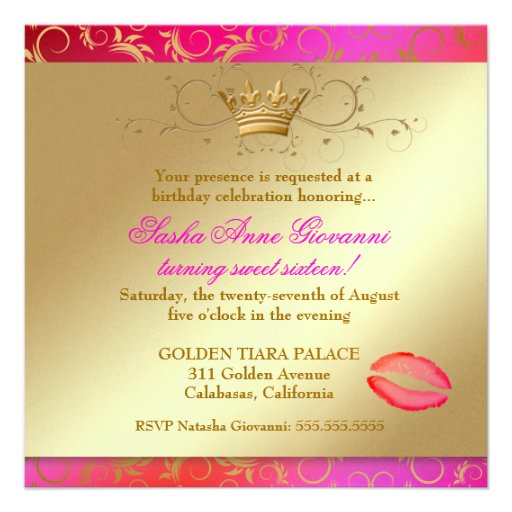 311 Ciao Bella Golden Cherry Cake Kiss Personalized Invitation