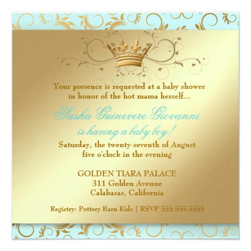 311 Ciao Bella Golden Divine Blue Baby Shower Personalized Announcement
