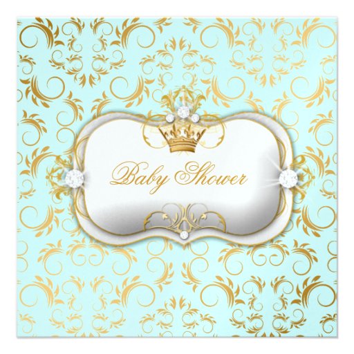 311 Ciao Bella Golden Divine Blue Baby Shower Personalized Announcement