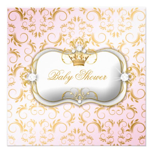 311 Ciao Bella Golden Divine Pink Baby Shower Invites