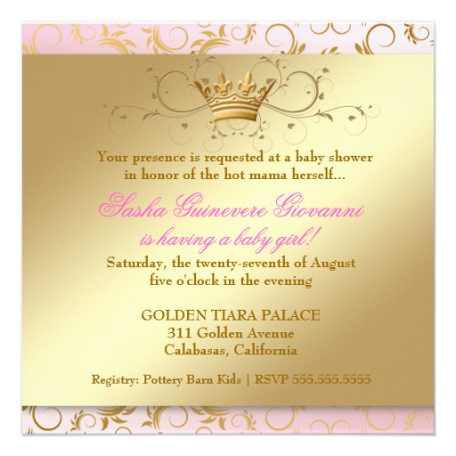 311 Ciao Bella Golden Divine Pink Baby Shower Invites