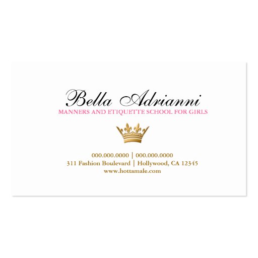311-Ciao Bella Golden Divine Pink Business Card Template (back side)