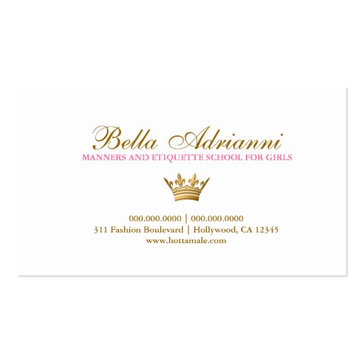 311 Ciao Bella Golden Divine Pink Business Card Templates (back side)