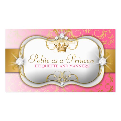 311 Ciao Bella Golden Divine Pink Business Card Templates (front side)