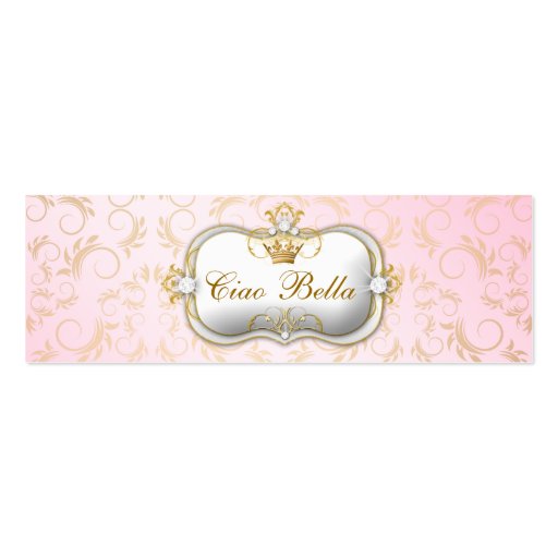 311-Ciao Bella Golden Divine Pink Business Card Template (front side)