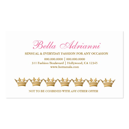 311 Ciao Bella Golden Divine Pink Punch Card Business Cards (back side)