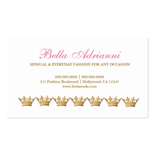 311-Ciao Bella Golden Divine Pink Punch Card Business Card Template (back side)