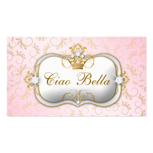 311-Ciao Bella Golden Divine Pink Punch Card Business Card Template