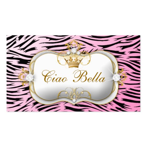 311 Ciao Bella Hip Zebra Pink Business Cards (front side)