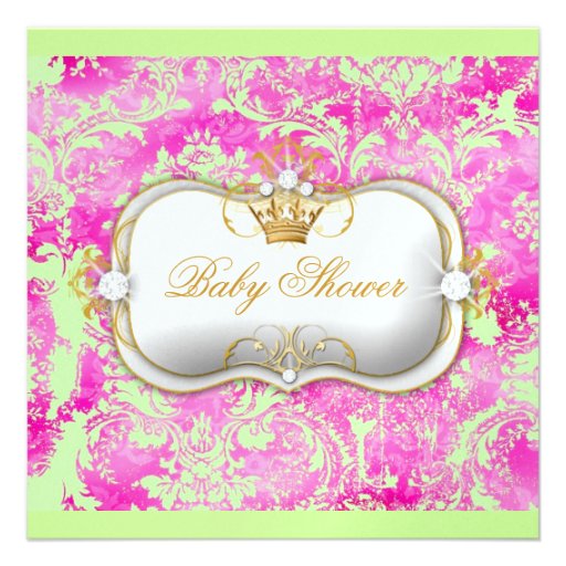 311 Ciao Bella HotPink Lime Vintage Chic Ice Paper Personalized Invitation