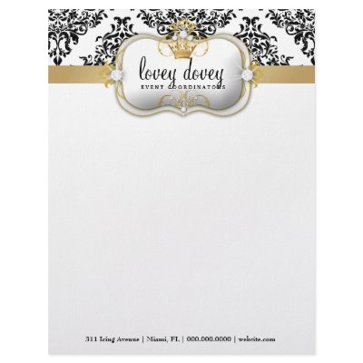 311 Ciao Bella & Lovey Dovey Damask Black WHite Personalized Letterhead by Jill311