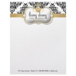 311 Ciao Bella &amp; Lovey Dovey Damask Black WHite Personalized Letterhead